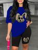 Summer Women's Casual And Fashionable Cartoon Rabbit Print Loose T-shirt+shorts Two-piece Sportswear Suitable For Daily Wear-106_ecoleips.com