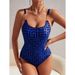 Women's Clothing Style One Piece Swimsuit Triangle Print Double Shoulder Swimwear For Women Available In Multiple Colors_ecoleips.com