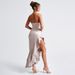 Women's Clothing Fashion Sexy Oblique Shoulder Sleeveless Hip Skirt Backless High Slit Hot Girl Slim Dress_ecoleips.com