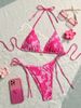 Women's Clothing Tie Dye Bikini Sexy Halter Neck Tie Triangle Bag Swimsuit_ecoleips.com