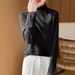 Aria Basics Aria Basics 2025 Spring New Elegant Soft Versatile Women's Base Shirt With Half High Collar And Lace Trim Knit Top_ecoleips.com