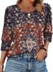 OFEEFAN Womens Tops 3/4 Sleeve With Buttons Dressy Casual Blouses Summer Outfits Beach Vacation Plus Size Spring Clothes_ecoleips.com