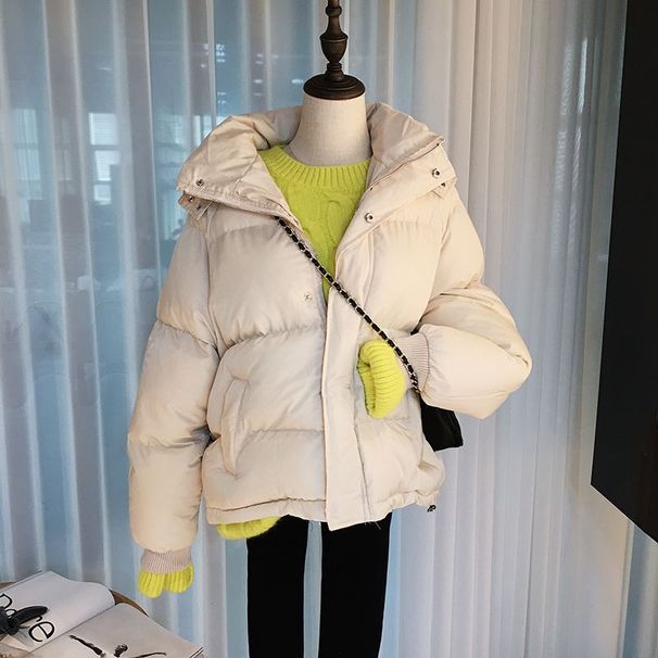 Women's Clothing Women's Short Hooded Padded Coat Winter Jacket With Button Detail - Lightweight Warm Puffer Coat For Students & Office Ladies_ecoleips.com