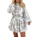 Spring Women's Elegant Fashion Long Sleeve Lace-Up National Style Printed Dress_ecoleips.com