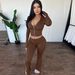 2024 Winter New European And American Hot-Selling Women's Clothing Zipper Long-Sleeve Hooded Top Flared Long Pants Set_ecoleips.com