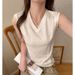 Premium Women's V Neck Tank Top Wide Shoulder Loose Fitting Sleeveless Korean Style Basic Versatile for Spring And Summer_ecoleips.com