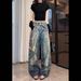 Men's American Retro Hip Hop Jeans - High Street Punk Style, Chain Print & Heavy Duty_ecoleips.com