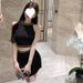 Korean Version Little Elegant Halter Neck Off-Shoulder Heavy Embellished Top + High Waist Versatile Skirt_ecoleips.com
