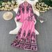 Elegant Floral Office Set – Lapel Blouse & Slimming Pleated Midi Skirt (One Size)_ecoleips.com
