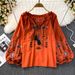 Bohemian Embroidered Linen Shirt – Loose-Fit Ethnic Print Blouse For Women (Spring & Fall)_ecoleips.com