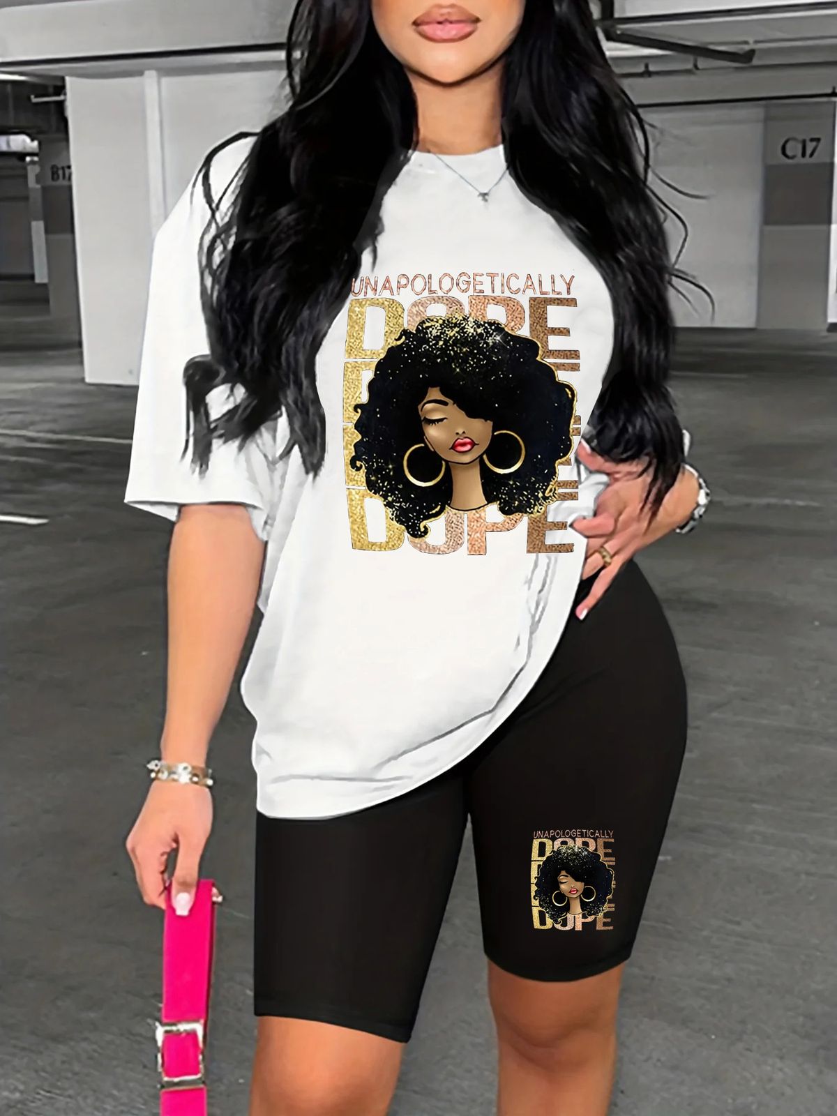 Summer Women's Casual And Fashionable Cartoon Letter Graphic Printed Loose T-shirt Shorts Two-piece Sportswear Suitable For Daily Wear-129_ecoleips.com