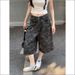 Women's Clothing Women's High-Waisted Wide Leg Cropped Pants Denim Retro Camouflage Straight Mid-Length Summer Style_ecoleips.com