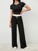 Women's Clothing Petite Two Piece Set Black White Color Block Casual Flattering Versatile For Commuting Home And Outings_ecoleips.com