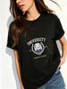 Women Vintage University Bear Crest Graphic T Shirt Casual Crew Neck Short Sleeve Campus League Print Basic Tee_ecoleips.com