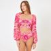 Pink Sweet Girl Long Sleeved Two Piece Swimsuit Set American Style For Women Vacation Sexy Polyester Bikini 2025_ecoleips.com