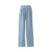 Women's Tencel Denim Jeans High Waist Slim Fit Straight Leg Wide Leg Korean Style Spring Summer Casual Ice Silk Flowy Pants_ecoleips.com