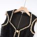 K High End Nail Bead Coarse Tweed Pearl Trimmed Sleeveless Dress With Cinched Waist And Socialite Style Short Skirt_ecoleips.com