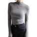 Women's Plus-Size Long-Sleeved T-Shirt With Half-High Collar, Stylish Pleated Design, Autumn-Winter Slimming Base Layer_ecoleips.com