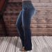 Women's Clothing New High Waist Slim Fit Elastic Button Row Women's Flared Denim Trousers_ecoleips.com