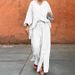 Women's Clothing Spring And Autumn Wear V Neck Long Sleeved Cardigan Tops And Pants Two Piece Set_ecoleips.com