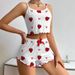 2025new European and American women's pajamas fashion suits cross border foreign trade design sense printed sweet suspender shorts_ecoleips.com