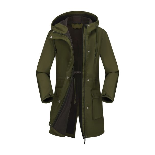 Women's Waterproof Softshell Jacket With Hood - Windproof Raincoat For Outdoor Hiking & Commuting (Black, Army Green, Navy Blue, Coffee, Light Gray)_ecoleips.com