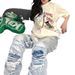Women's Clothing Retro Destruction Scratched Horizontal Washing Old Fashion Brand Beggar Hiphop Slim Stretch Denim Trousers_ecoleips.com