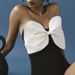 Women's Clothing Women's Black White Strapless Bow One Piece Swimsuit Modest Coverage Quick-Dry Polyester Beach Pool Ready Clothing_ecoleips.com