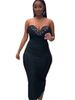 Sexy Black Bandage Dress With Rhinestone & Sequins, Deep V Neckline, High Waist, Bodycon Party Dress For Women, S/M/L_ecoleips.com