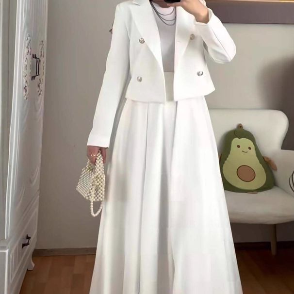 Tailored Wool Blend Suit Set – Button-Up Blazer & A-Line Skirt (A2391/6138, Xs-Xxxl) Fashion Trends_ecoleips.com