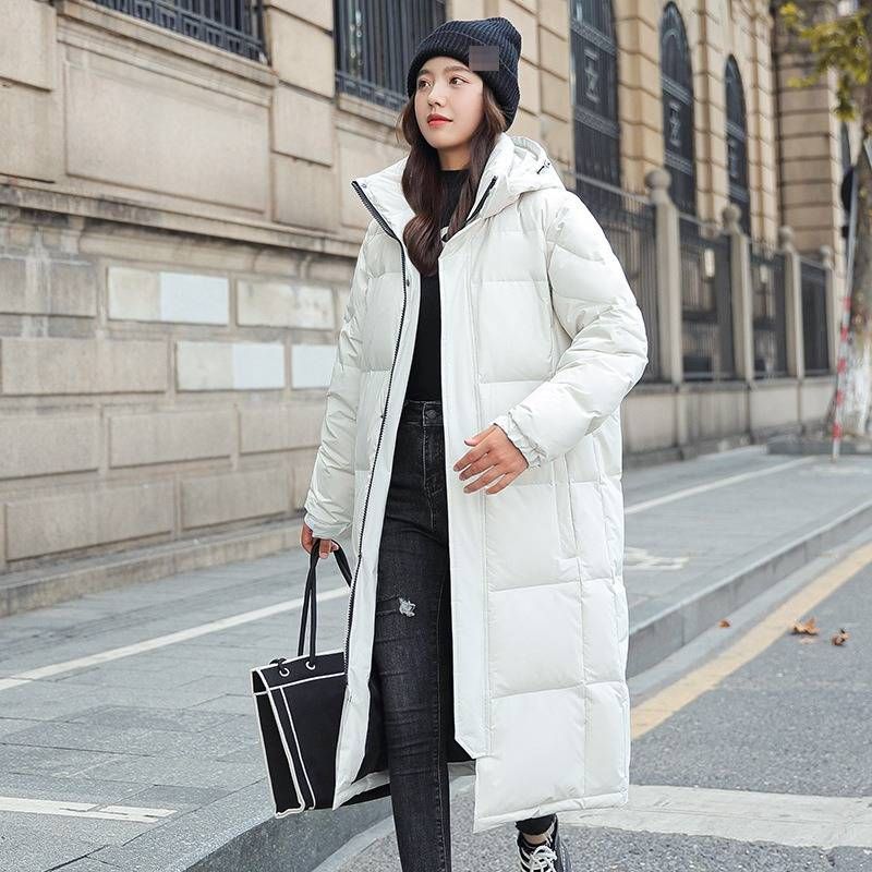 Unisex Long Winter Coat With Hood, Warm Down Jacket For Men & Women, Fashionable Korean Style Overcoat, Cold Weather Outerwear_ecoleips.com