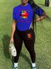 Women's Casual Fashion Lip Print Letter Pattern Print Loose T-shirt+cropped Pants Two-piece Home Sportswear Daily Wear-208_ecoleips.com