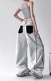 High Street Hip Hop Wide Leg Skinny Jeans Women's Summer Design Sense Striped Color Matching Pocket Versatile Jazz Scimitar Pants_ecoleips.com
