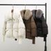 Women's Clothing Short Puffer Jacket With Fox Fur Collar Oversized Winter Coat Embroidery, Thick Cotton Padding, Zipper Closure (White/Black/Brown)_ecoleips.com