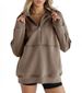 Women's Fleece-Lined Zip-Up Hoodie – Oversized Streetwear Pullover With Contrast Pocket Panels, High Neck Long Sleeve Sweatshirt (S-XXXL)_ecoleips.com
