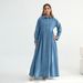 Voya Women's Tencel Lyocell & Cotton Denim Maxi Dress - Button Down Shirt Dress With Puff Sleeves & High Waist - Casual Elegant Long Dress_ecoleips.com