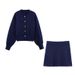European Light Women's Spring Autumn Knitted Cardigan And Skirt Set, High-End Fashionable Little ,_ecoleips.com