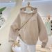 Sweater Women's Fleece Thickened 2026 New Splicing Fake Two Pieces Simple Embroidery Loose Hooded Jacket_ecoleips.com