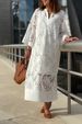 Women's Clothing Casual Loose Lace V Neck Dress_ecoleips.com