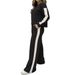 Women's Style High-Waisted Color Block Two-Piece Set Spring Summer Casual Long-Sleeved Top_ecoleips.com