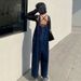 Youthful Denim Overalls For Women Plus Size New Retro Hong Kong Style Loose Slimming Korean Straight Pants Cute Japanese_ecoleips.com