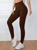 Women's Slim Fit Comfortable Yoga Pants Solid Color Wide Waist Belt Leggings_ecoleips.com