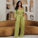 M3025 Women's Solid Color Lace-Up Wide-Leg Two-Piece Set_ecoleips.com