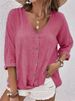 Aria Basics Aria Basics 2023 Cross-Border European And American V-Neck Pullover Short Sleeve Loose Shirt Casual Women's Top_ecoleips.com