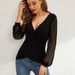 European And American Cross-border 2026 Spring New Solid Color French-style Spliced Lace Lantern Sleeve Loose Cross-over_ecoleips.com