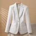 Elegant White Blazer For Women - Classic Notch Lapel Office Jacket With Tailored Fit, Versatile Business Casual & Formal Wear (M-4xl)_ecoleips.com