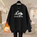 Women's Loose Casual round Neck Sweatshirt Fleece Lined Thickened Pure Cotton Top for Autumn Winter Versatile_ecoleips.com