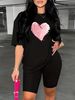Summer Women's Casual And Fashionable Heart-shaped Letter Printed Round Neck Loose T-shirt+shorts Two-piece Sportswear Suitable For Daily Wear-27_ecoleips.com