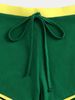 Women Contrast Binding Drawstring Dolphin Shorts Solid Green Color Block Casual Running Gym Athletic Summer Lounge Short Pants_ecoleips.com