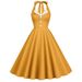 Retro Hepburn Style Contrast Color Lapel Backless Halter Neck Dress For Women Romantic Holiday Date Bridesmaid Dress_ecoleips.com